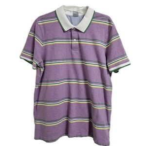 Brooks‎ Brothers Polo Shirt Mens XL Purple Striped 1818 Slim Fit Cotton Blend SS